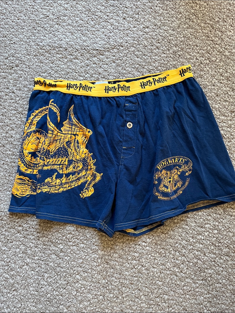 Warner Bros. Navy & Yellow Hogwarts Dragon Men’s Boxers